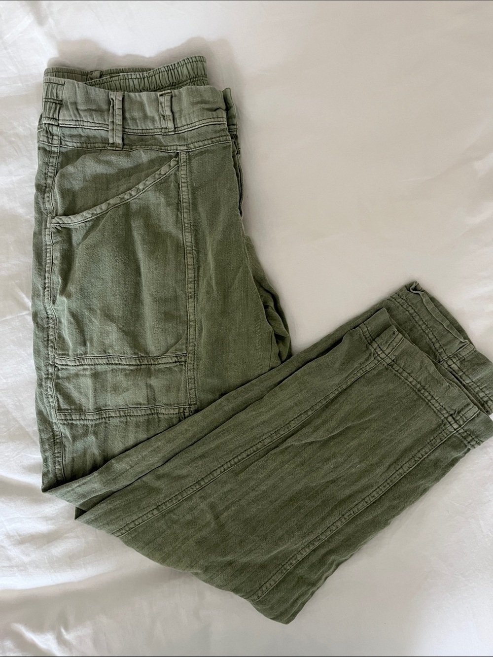 Free people green linen pant - Picture 3 of 4